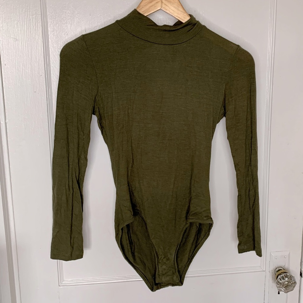 Olive green open back body suit